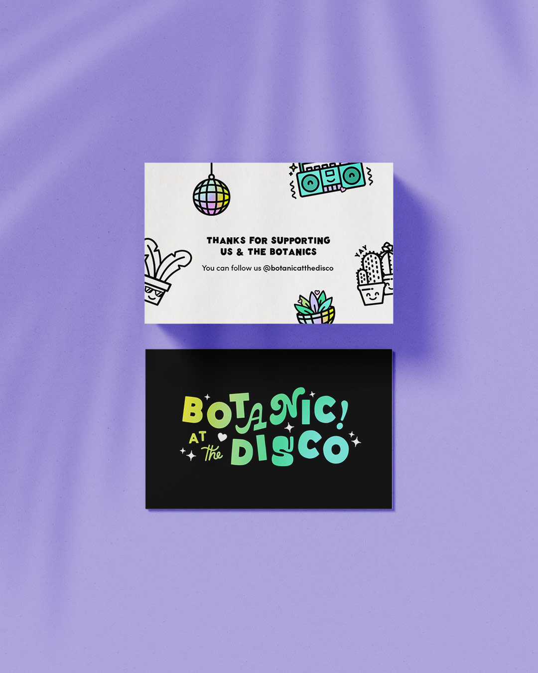 Business cards for Botanic! at the Disco is a funky plant shop based in Seattle - designed by Wiltshire-based graphic designer, Kaye Huett
