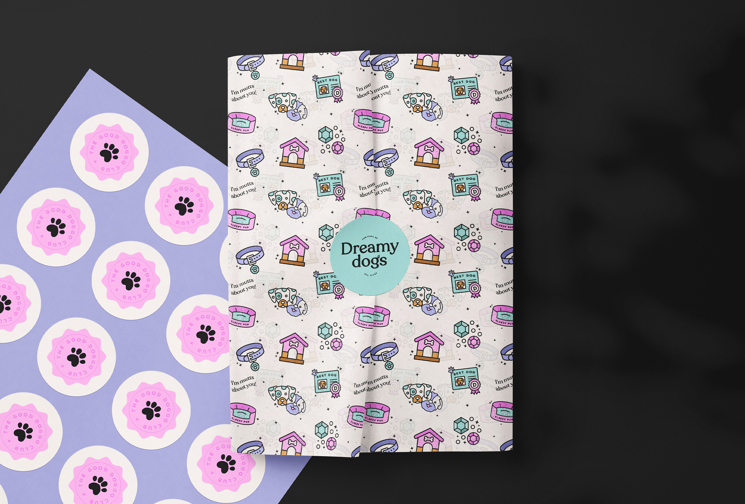 Packaging design for Dreamy Dogs, for pups of all shapes and sizes - designed by Wiltshire-based graphic designer
