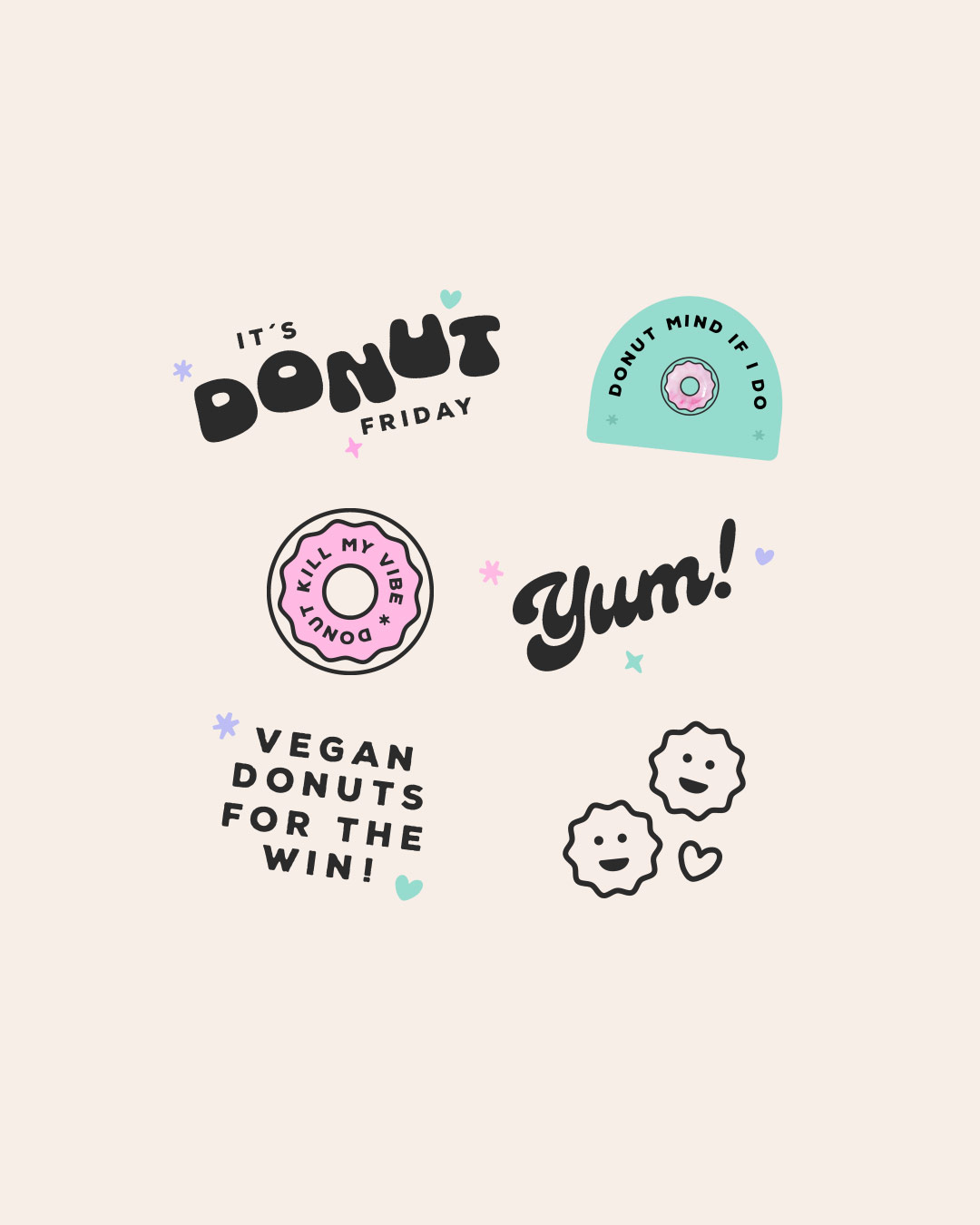 Animated gifs for Dough Joy, a plant-based, yeast-raised donut truck in Seattle - designed by Wiltshire-based graphic designer, Kaye Huett