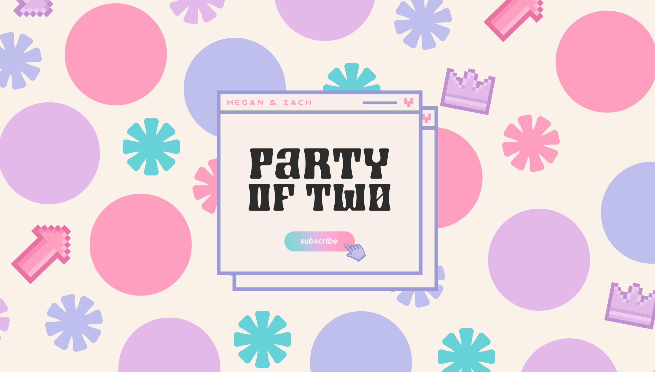 Logo design for Party of Two, Podcast by gaming couple Megan and Zach, discussing their lives, popular culture and social events - designed by Wiltshire-based graphic designer, Kaye Huett
