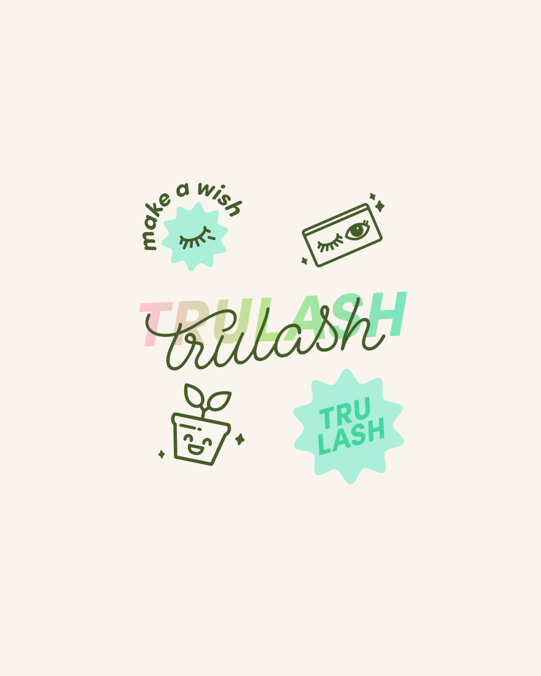 Animated stickers for Trulash, non-toxic plant fiber lashes - designed by Wiltshire-based graphic designer, Kaye Huett