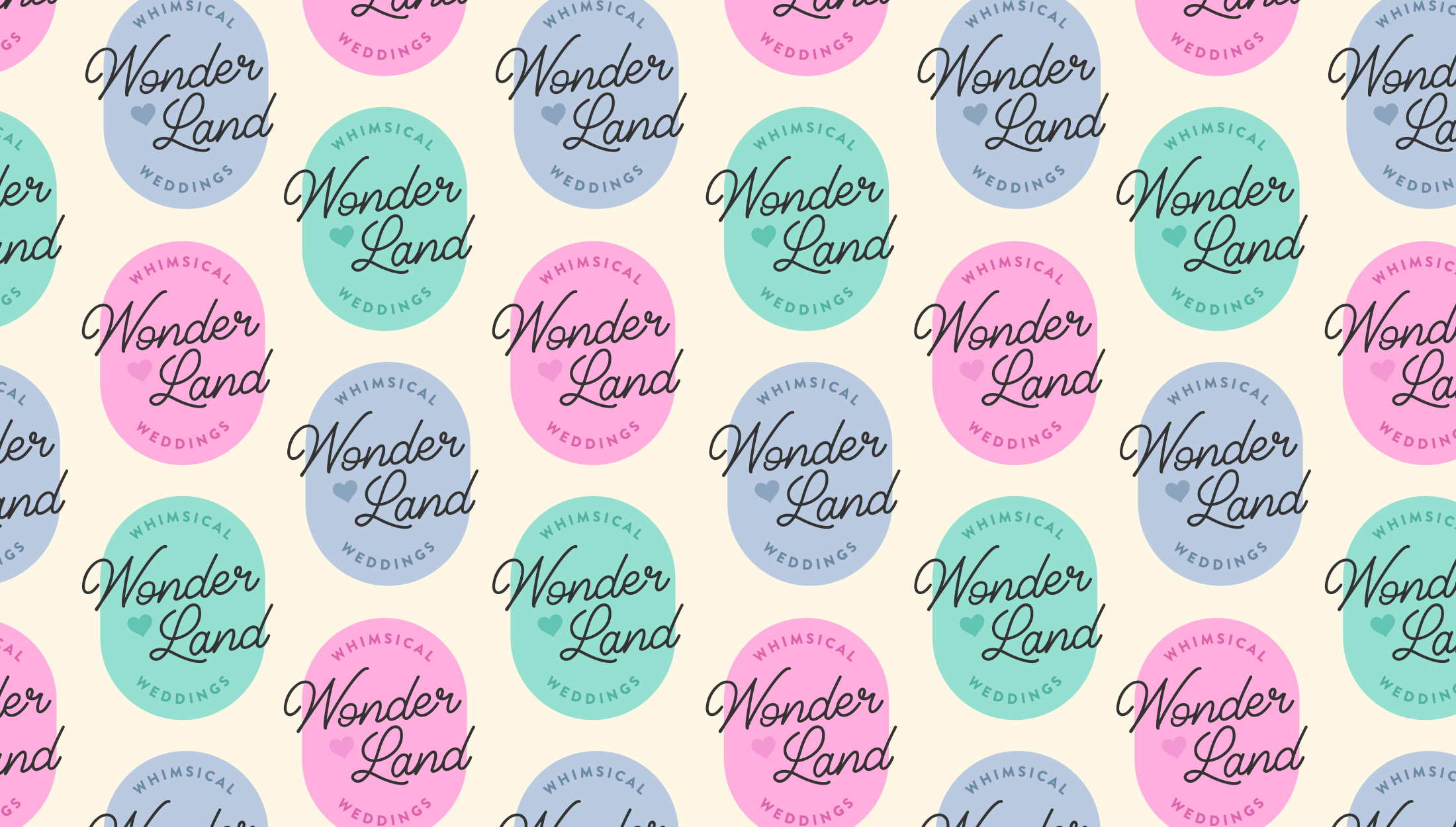 Logomark pattern for Whimsical Wonderland Weddings, UK wedding inspiration blog and supplier - designed by Wiltshire-based graphic designer, Kaye Huett